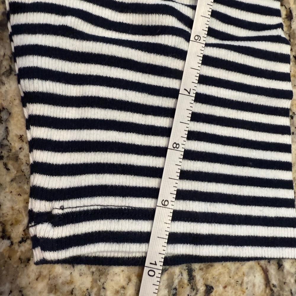 Banana Republic Factory ribbed elbow sleeve tee blue white stripe SZ LG - Picture 10 of 13